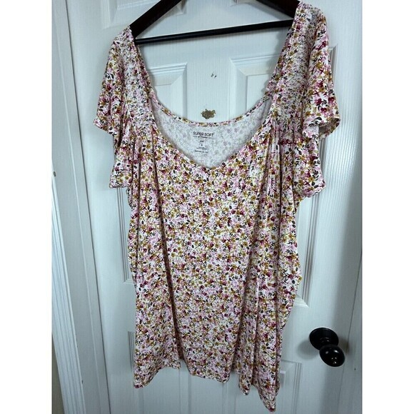 Torrid Women Pink Size 6 Blouse Flutter Sleeve Off Shoulder Peasant Knit Top H3 - Picture 4 of 8